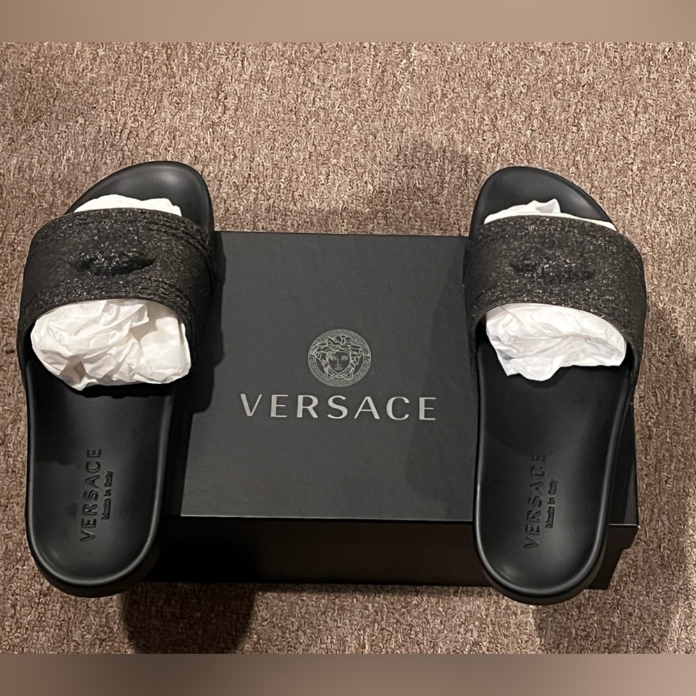 Versace Black Slide Sandals
